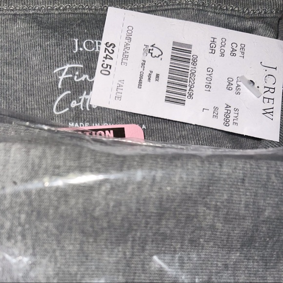 J. CREW Fine-Rib Tee Heather Grey Short Sleeve Crewneck Perfect Fit T-Shirt - Picture 5 of 8